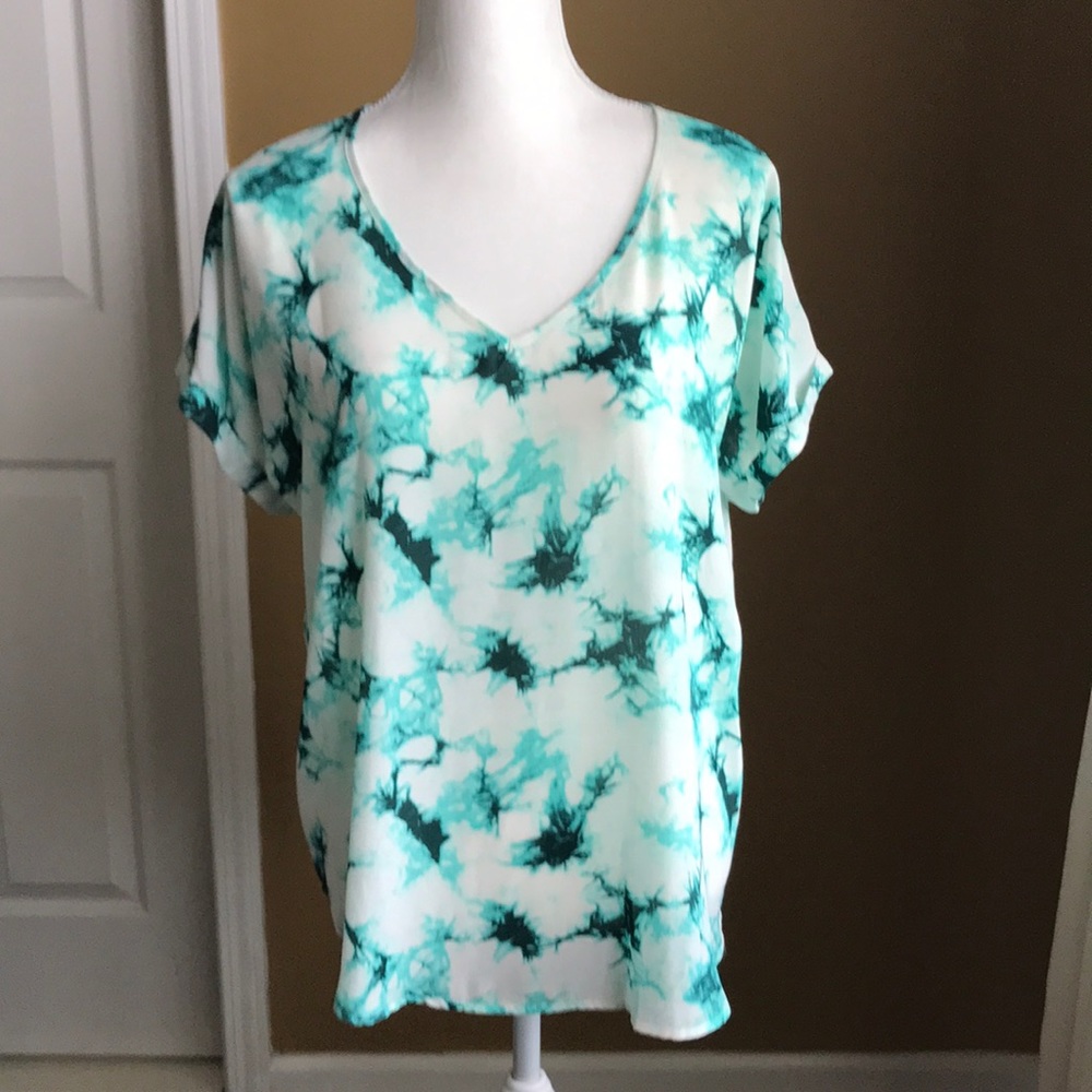 Beautiful green and white/cream sheer top